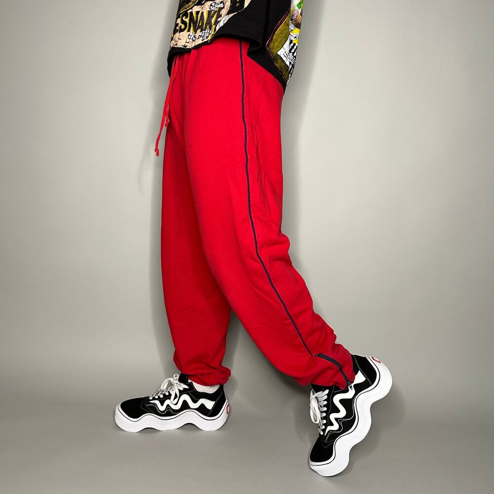 Vintage 90s LL Bean Joggers Mens L Baggy Fit Crimson Red Cotton Sweatpants